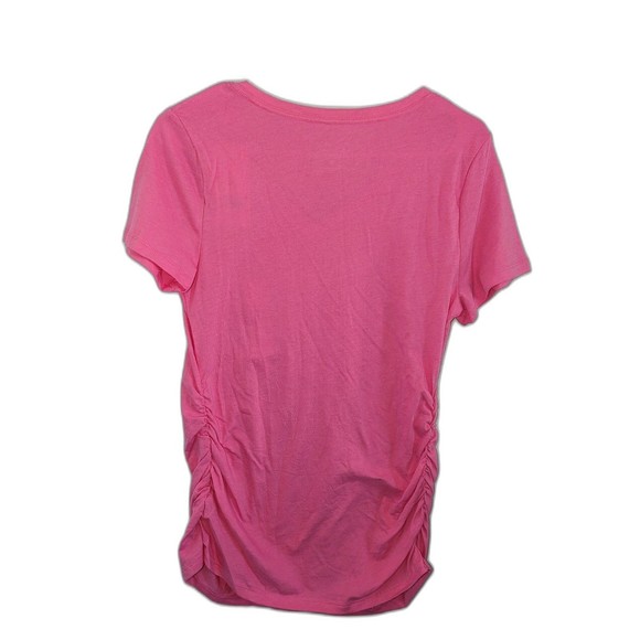 Isabel Maternity Ruched Sides V-Neck Maternity Shirt Pink - Picture 2 of 5